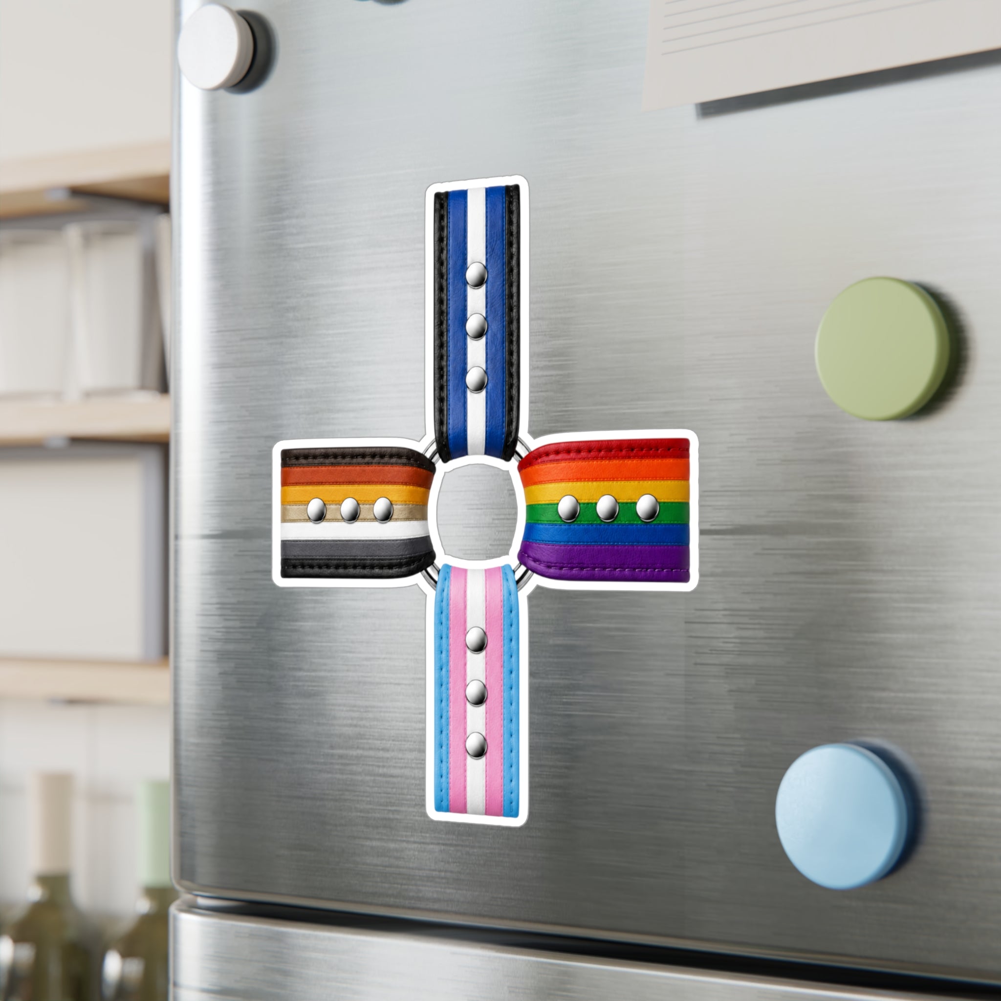 Pride Flag Cross Vinyl Sticker — Kiss-Cut LGBTQ+ Ally Decal (Rainbow, Trans & Stripes)