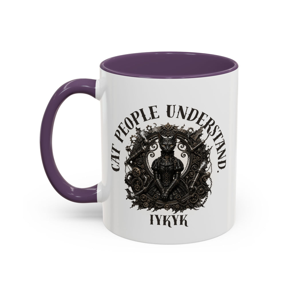 Cat People Understand Accent Mug — 'IYKYK' Black-Trim Coffee Cup. Cat lovers. Cat people. Cat mug.