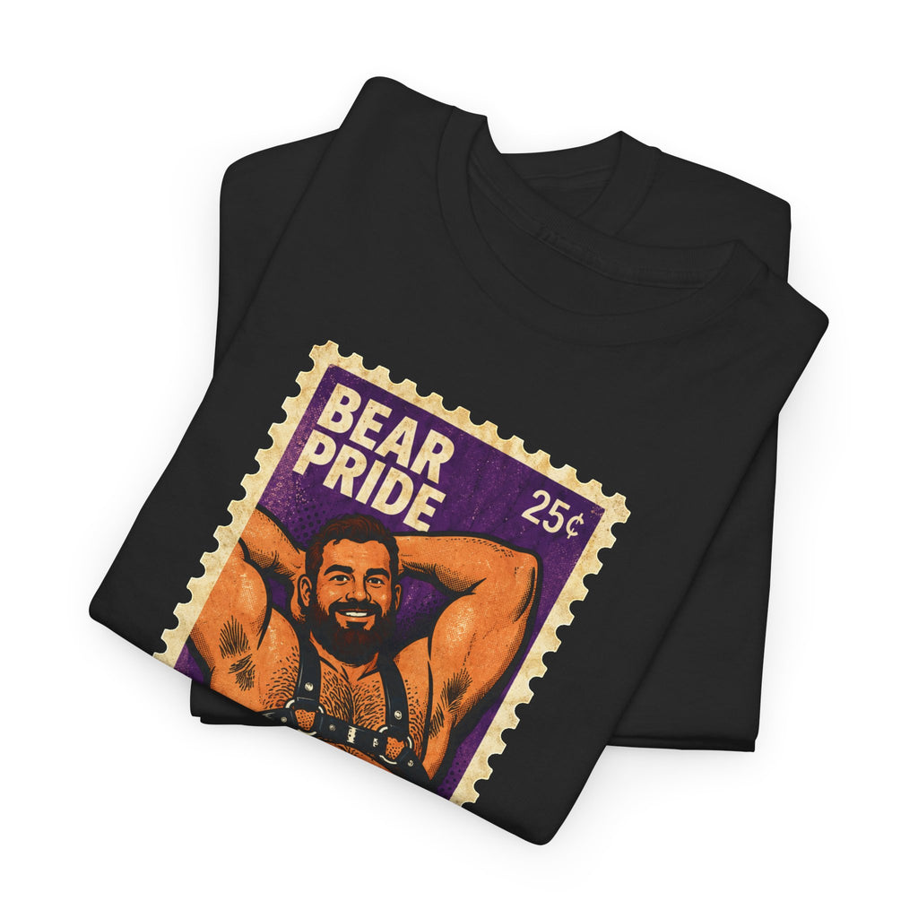 Bear Pride T-Shirt — Retro Stamp Design Gay Bear Shirt – Vintage Bear Pride Pin-Up T-Shirt, Retro Postage Stamp Art, LGBTQ Bear Culture Tee, Fur Ever