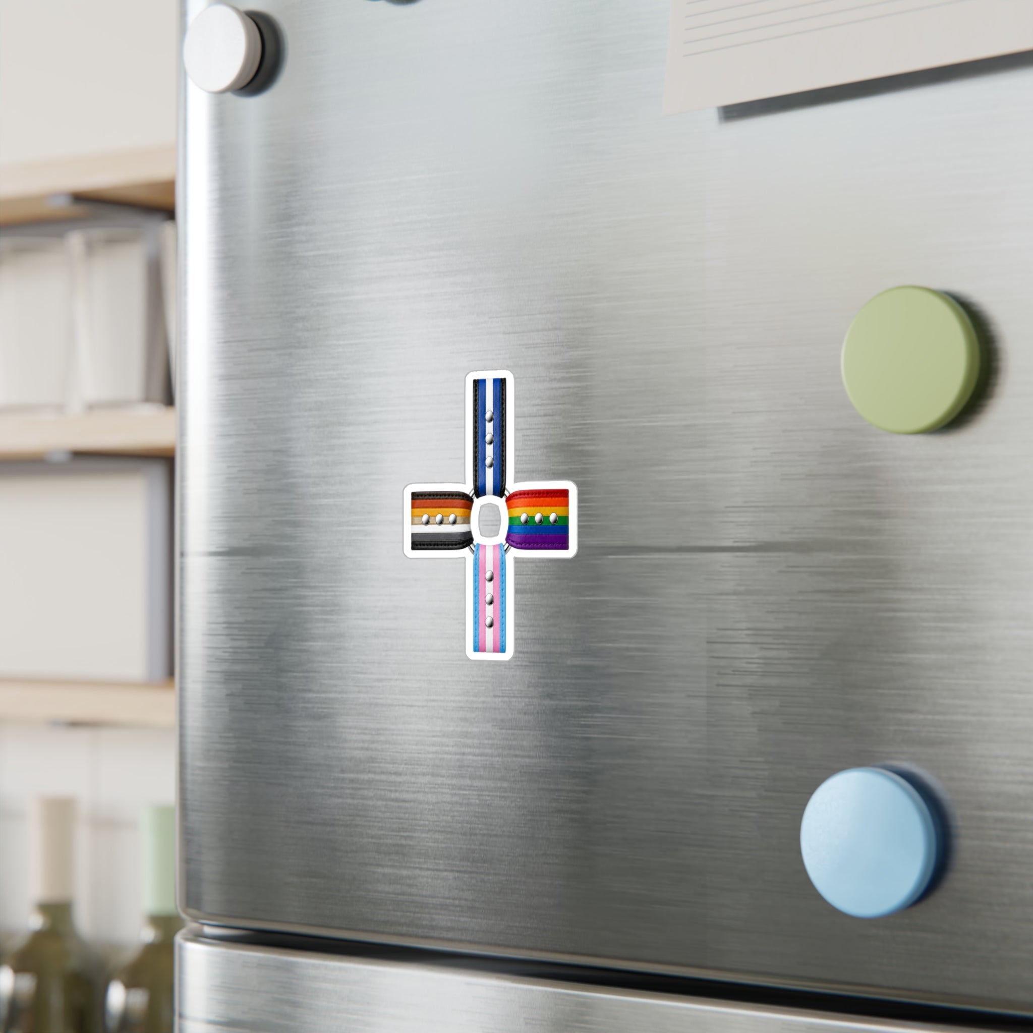 Pride Flag Cross Vinyl Sticker — Kiss-Cut LGBTQ+ Ally Decal (Rainbow, Trans & Stripes)