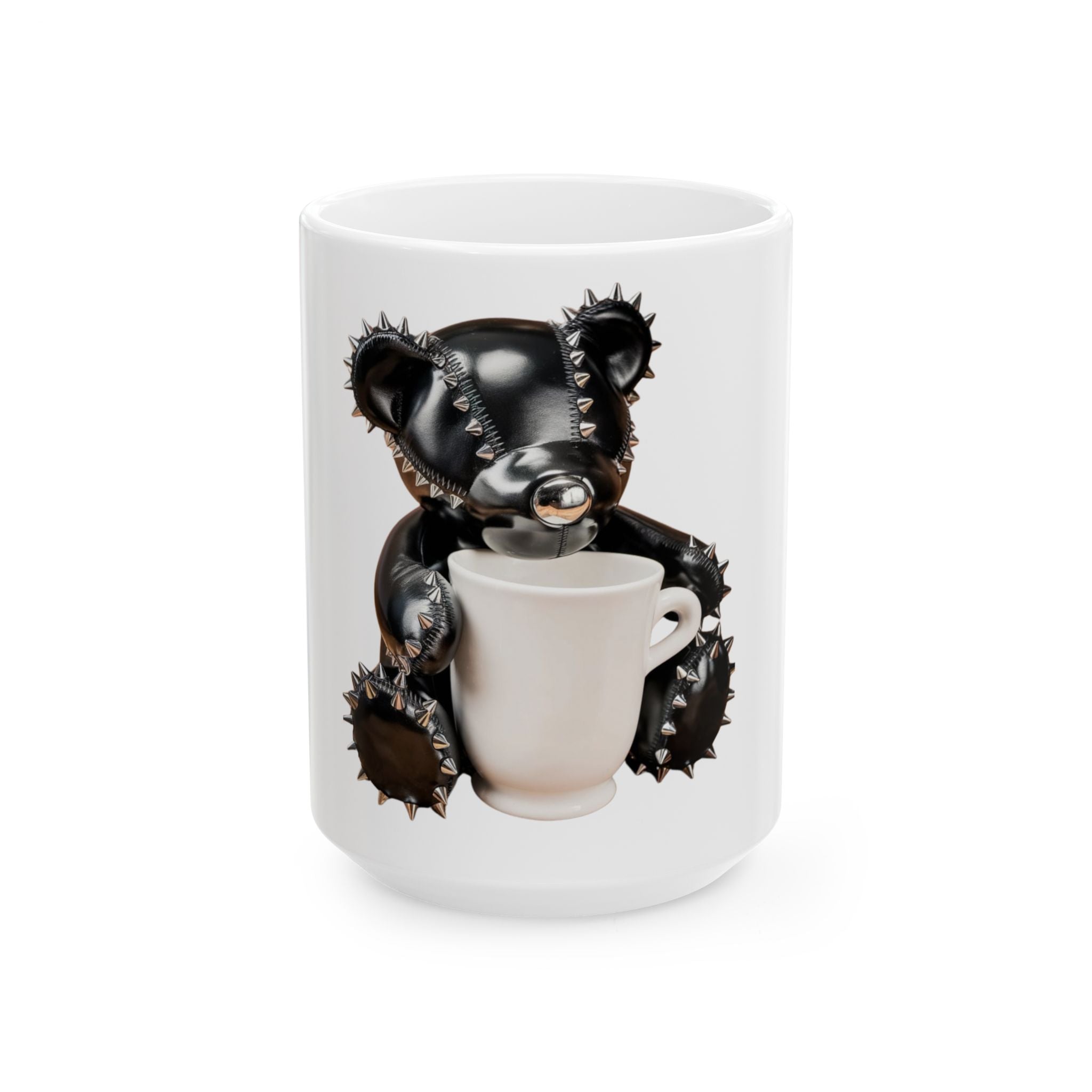 Gothic Spiked Teddy Bear Coffee Mug – Dark Punk 11oz/15oz Ceramic