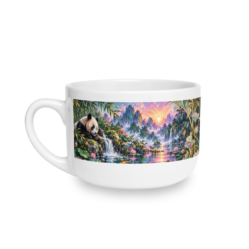 Panda Meadow Ceramic Latte Mug — 25oz Scenic Nature Coffee Cup