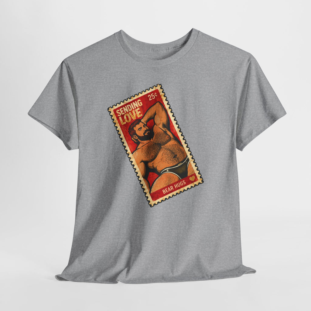 Gay Bear Shirt – Vintage Bear Pride Pin-Up T-Shirt, Retro Postage Stamp Art, LGBTQ Bear Culture Tee