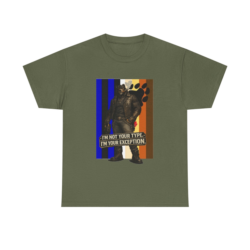 I'm Not Your Type — Graphic Tee (Bold Stripes & Wolf Silhouette)