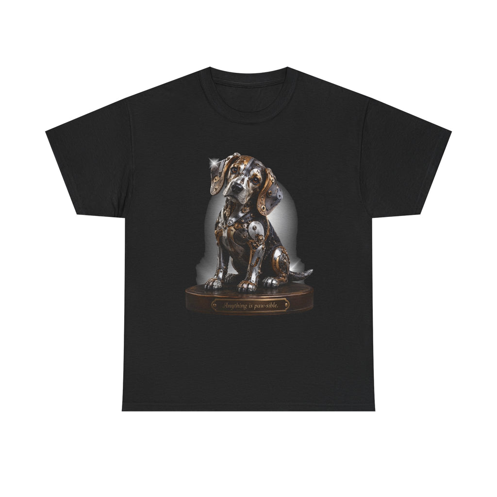 Beagle Tee – Cute Sitting Puppy Graphic T-Shirt. Beagle Puppy sitting on a trophy stand.