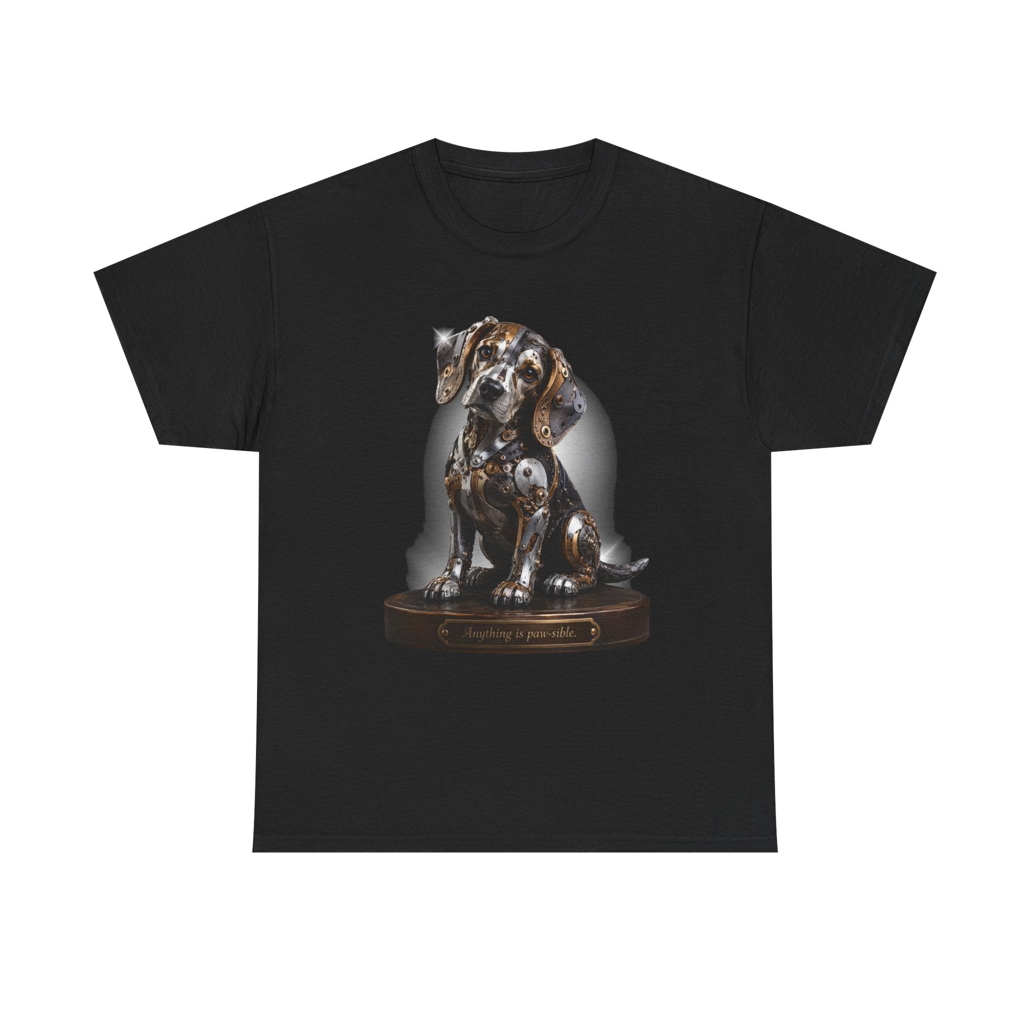 Beagle Tee – Cute Sitting Puppy Graphic T-Shirt. Beagle Puppy sitting on a trophy stand.