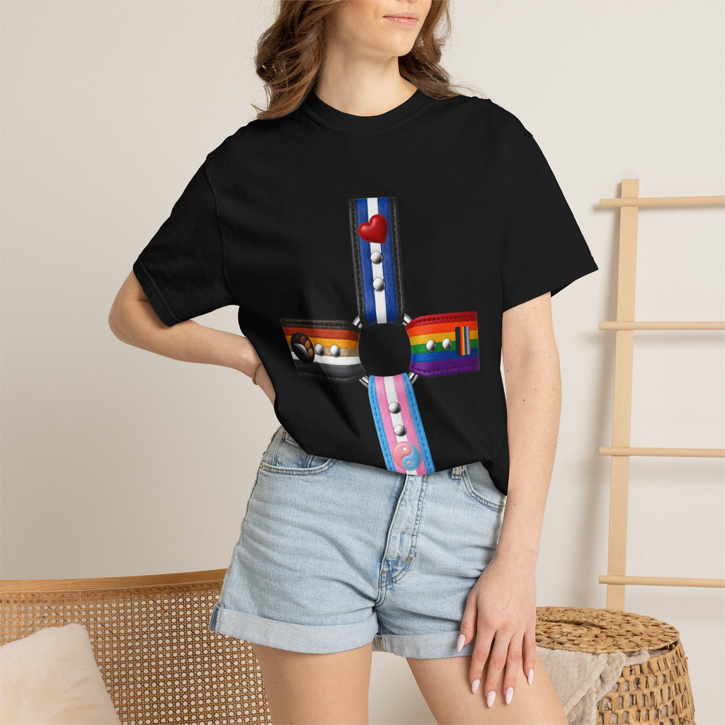 LGBTQ+ Pride Cross T-Shirt — Rainbow Identity Flag Design