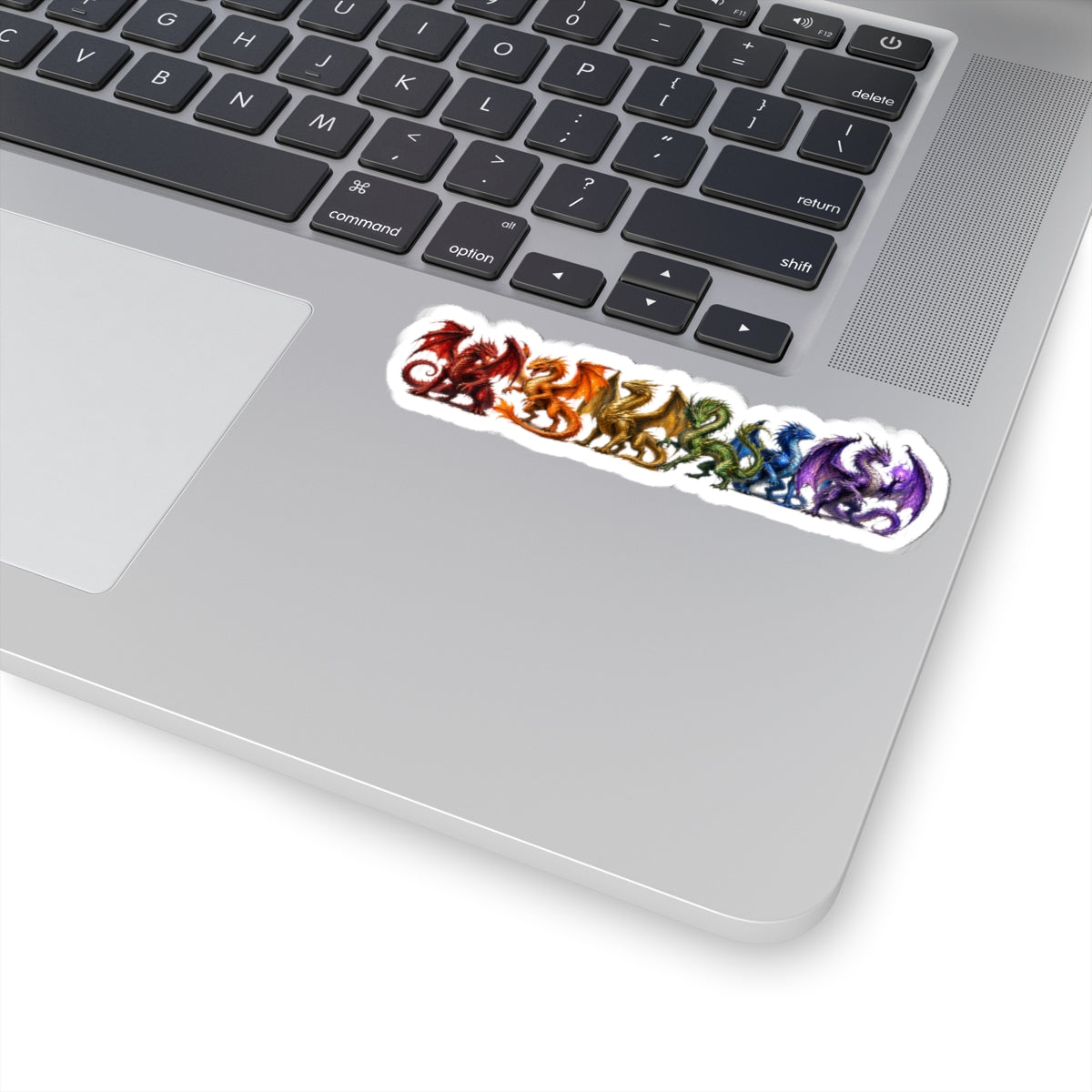 Rainbow Dragon Kiss-Cut Sticker — Small Colorful Dragon Lineup for Laptops, Journals & Water Bottles