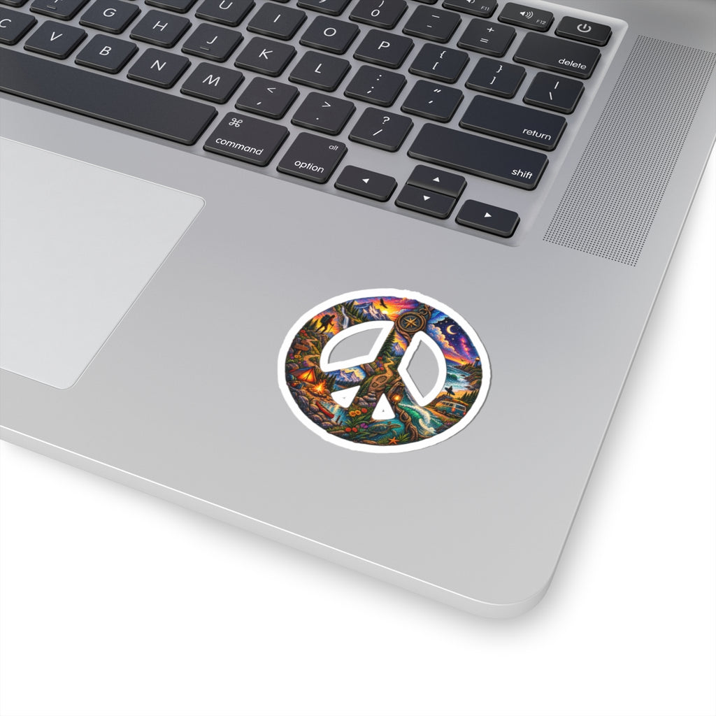 Peace Sign Sticker — Colorful Scenic Hippie Decal (Kiss-Cut)
