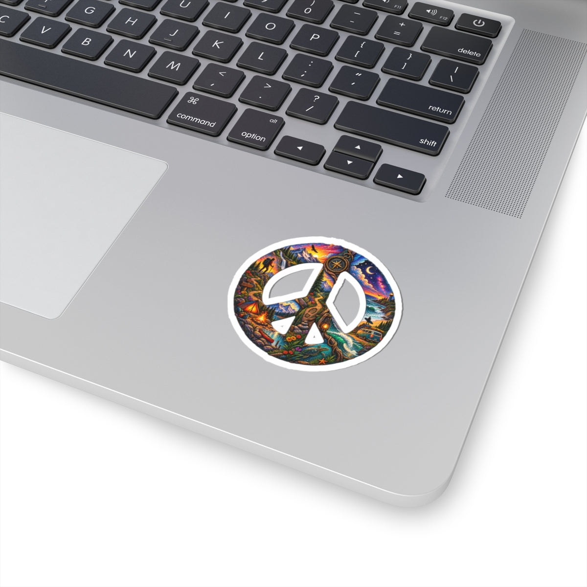 Peace Sign Sticker — Colorful Scenic Hippie Decal (Kiss-Cut)