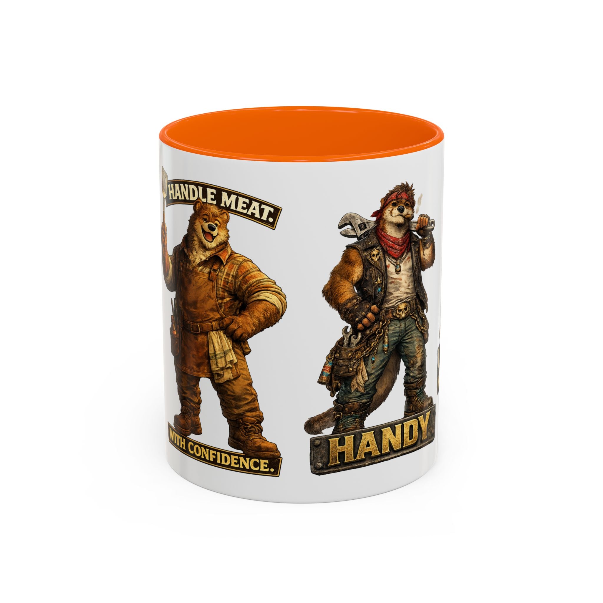 Handy Bear Mechanics Coffee Mug — "I Fix Things, Want a Tune-Up?" Accent Ceramic Mug