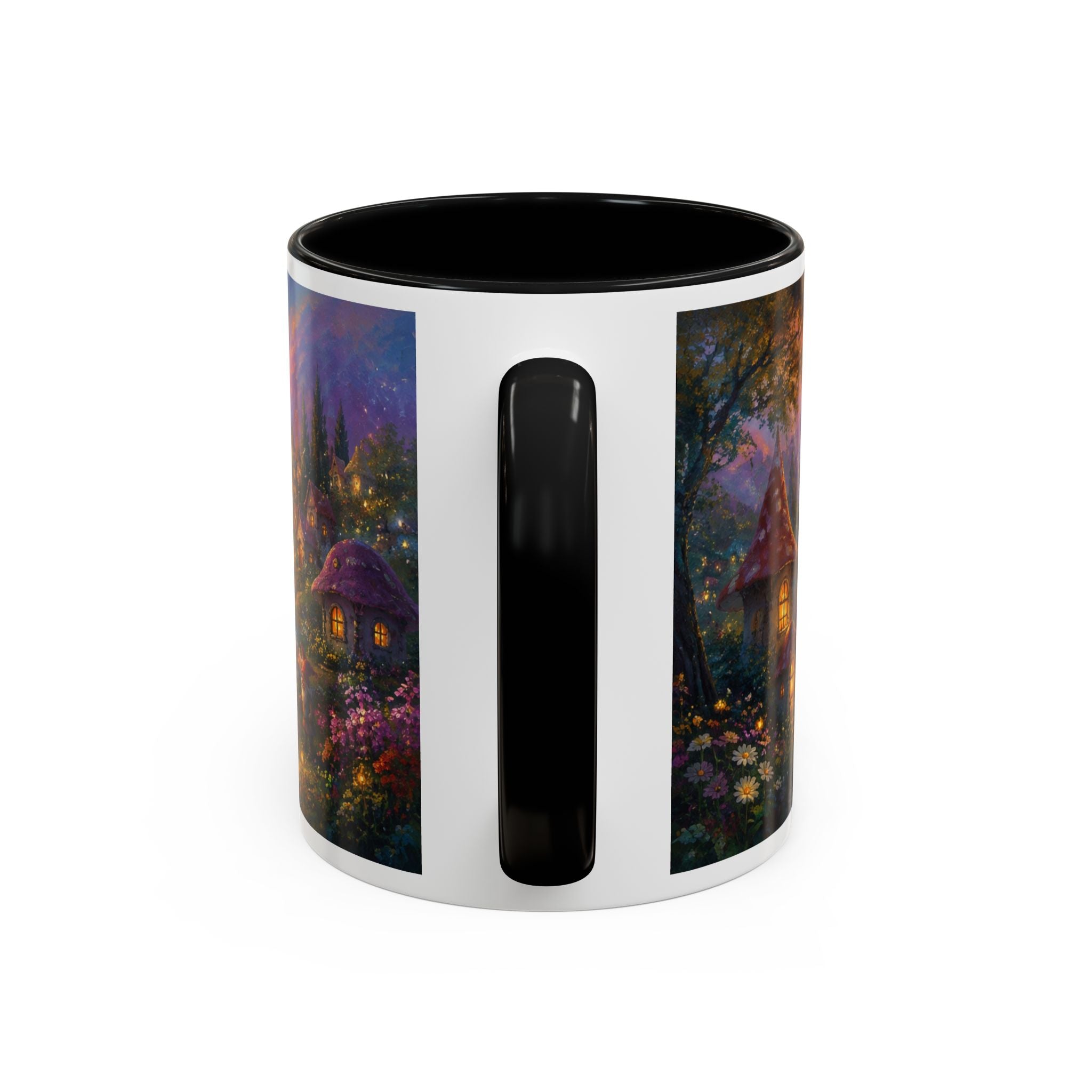 Fantasy Sunset Coffee Mug — Whimsical Village Sunrise Art Accent Mug (11/15oz)