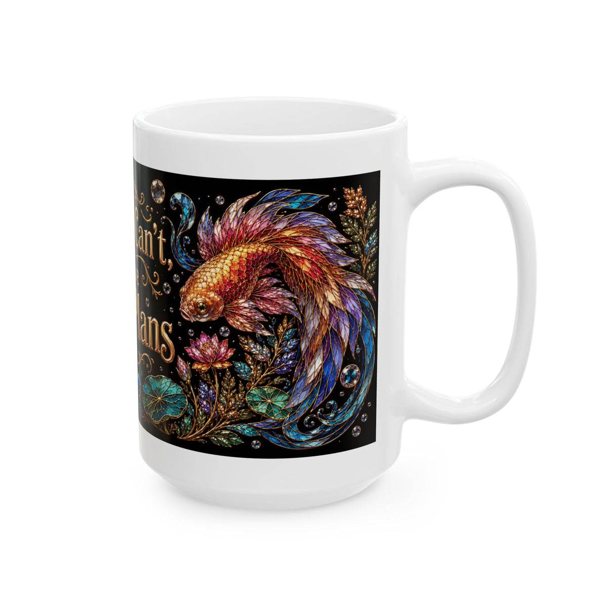 Ceramic Mug — "Sorry I Can't I Have Fish Plans" Colorful Fish Coffee Cup