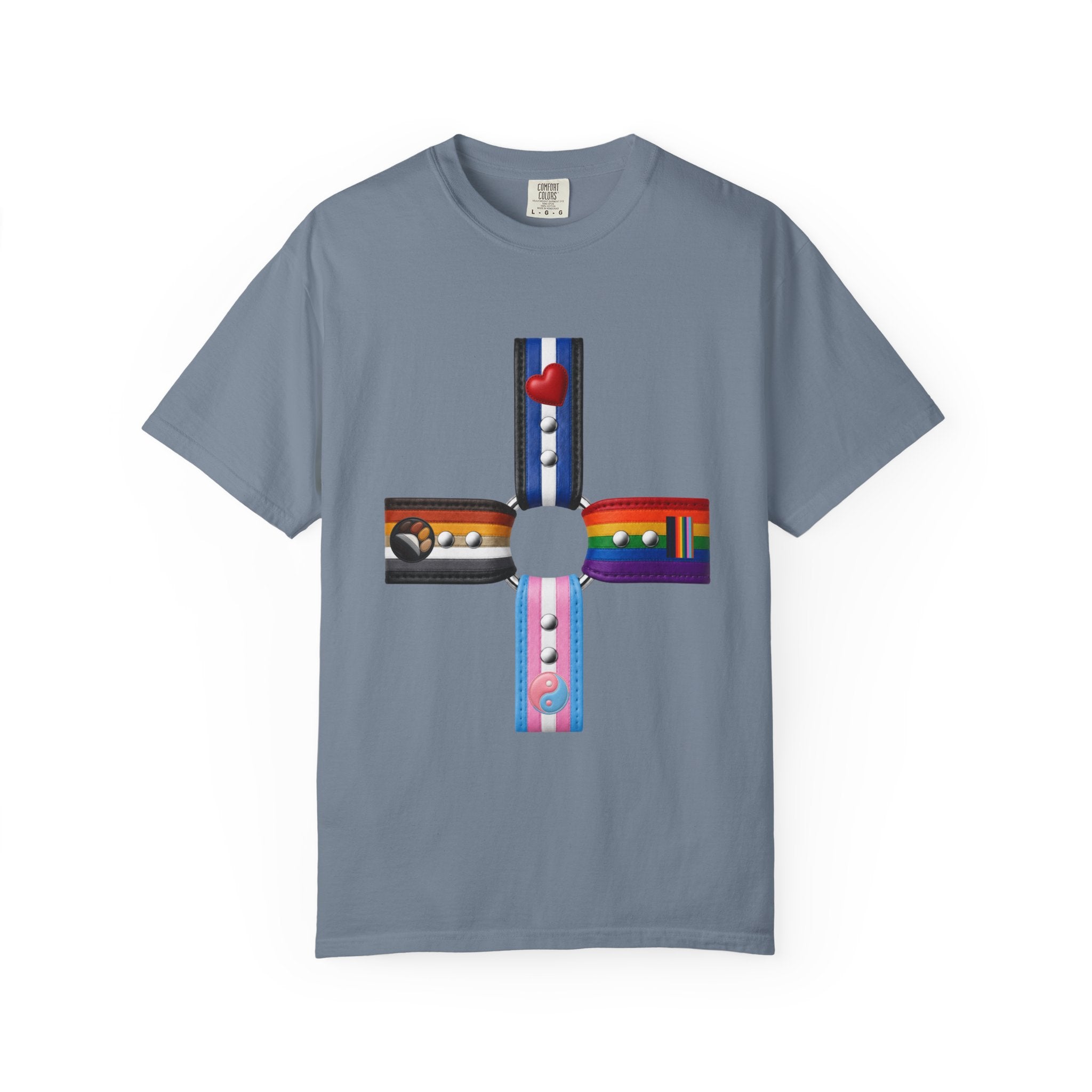 LGBTQ+ Pride Cross T-Shirt — Rainbow Identity Flag Design