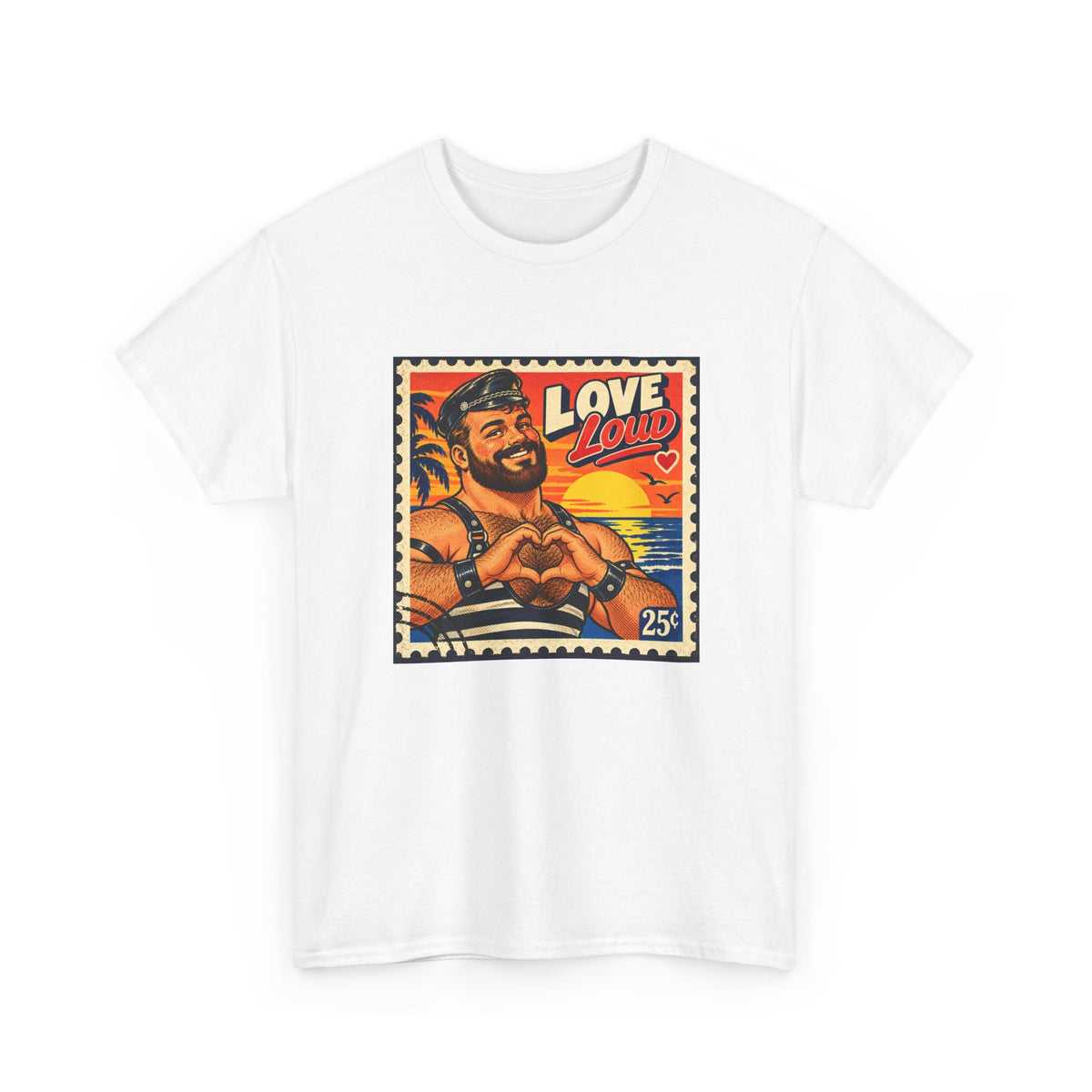 Gay Bear Shirt – Vintage Bear Pride Pin-Up T-Shirt, Retro Postage Stamp Art, LGBTQ Bear Culture Tee.
