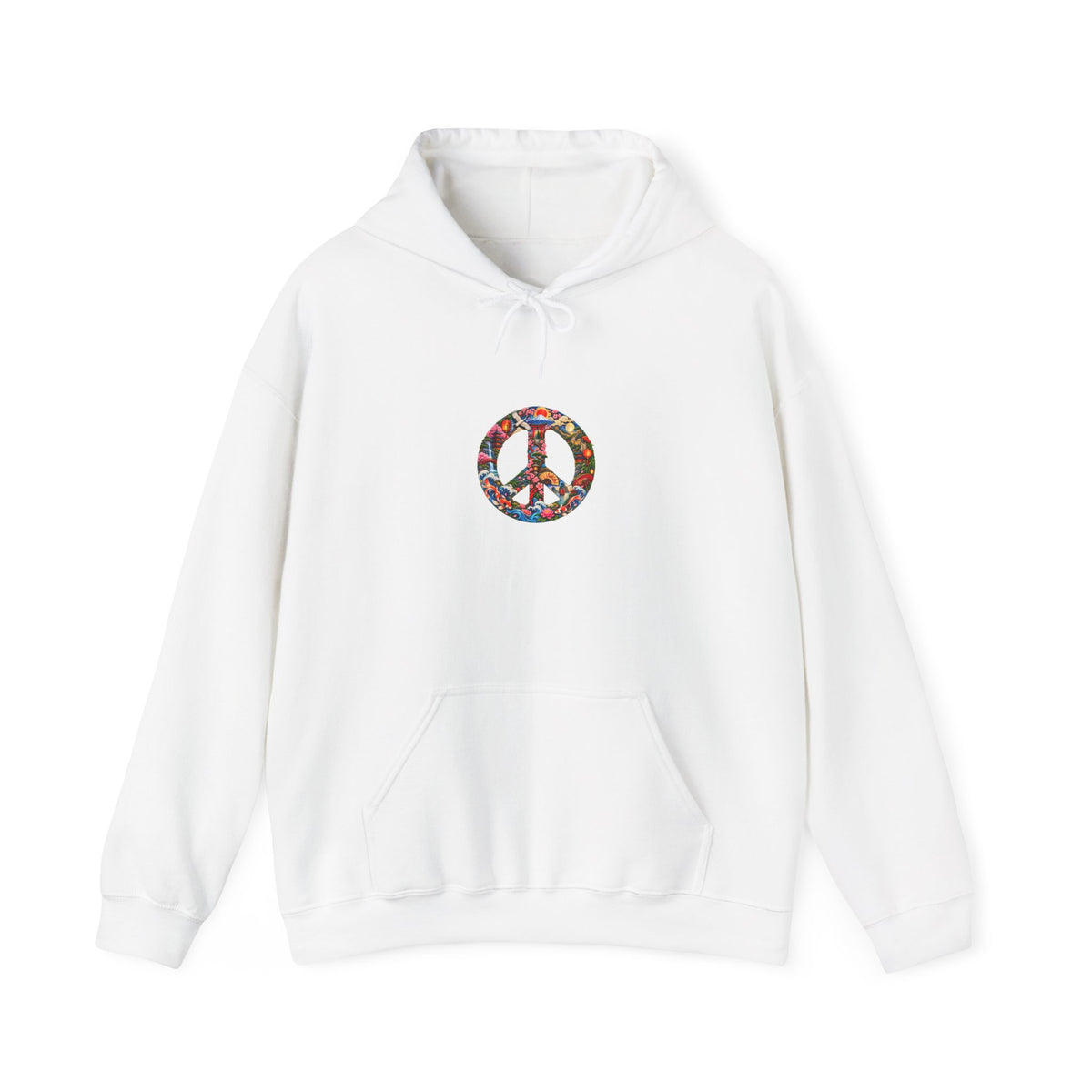 Peace Symbol Hoodie – Colorful Floral Hippie Peace Sign Pullover