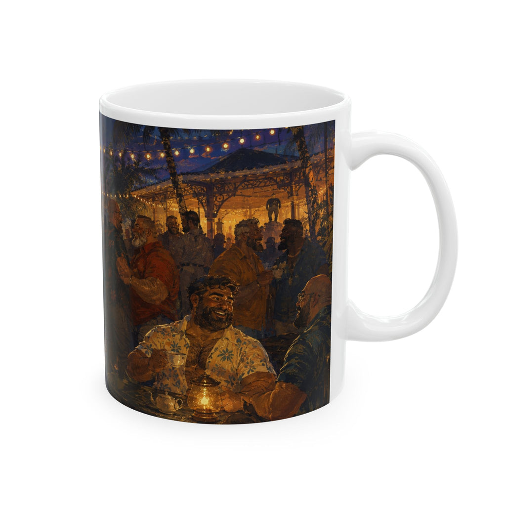 Ceramic Mug — Evening Street Festival Art Coffee Cup (11oz, 15oz)Bear Festival in the tropics