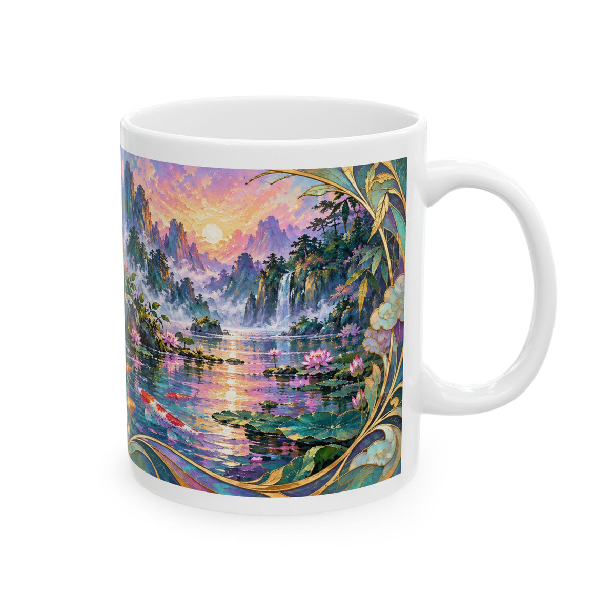 Panda Mug – Asian-Inspired Art Nouveau Panda Bear Coffee Cup, Bamboo Nature Gift