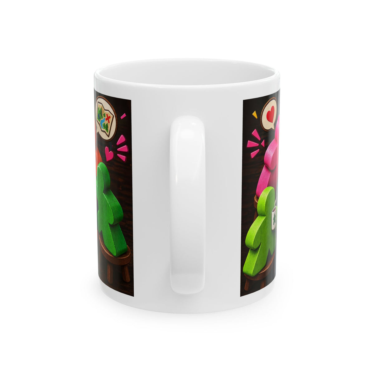Talk Meep to Me Ceramic Mug — Colorful Board Game Meeples Coffee Cup (11oz/15oz)