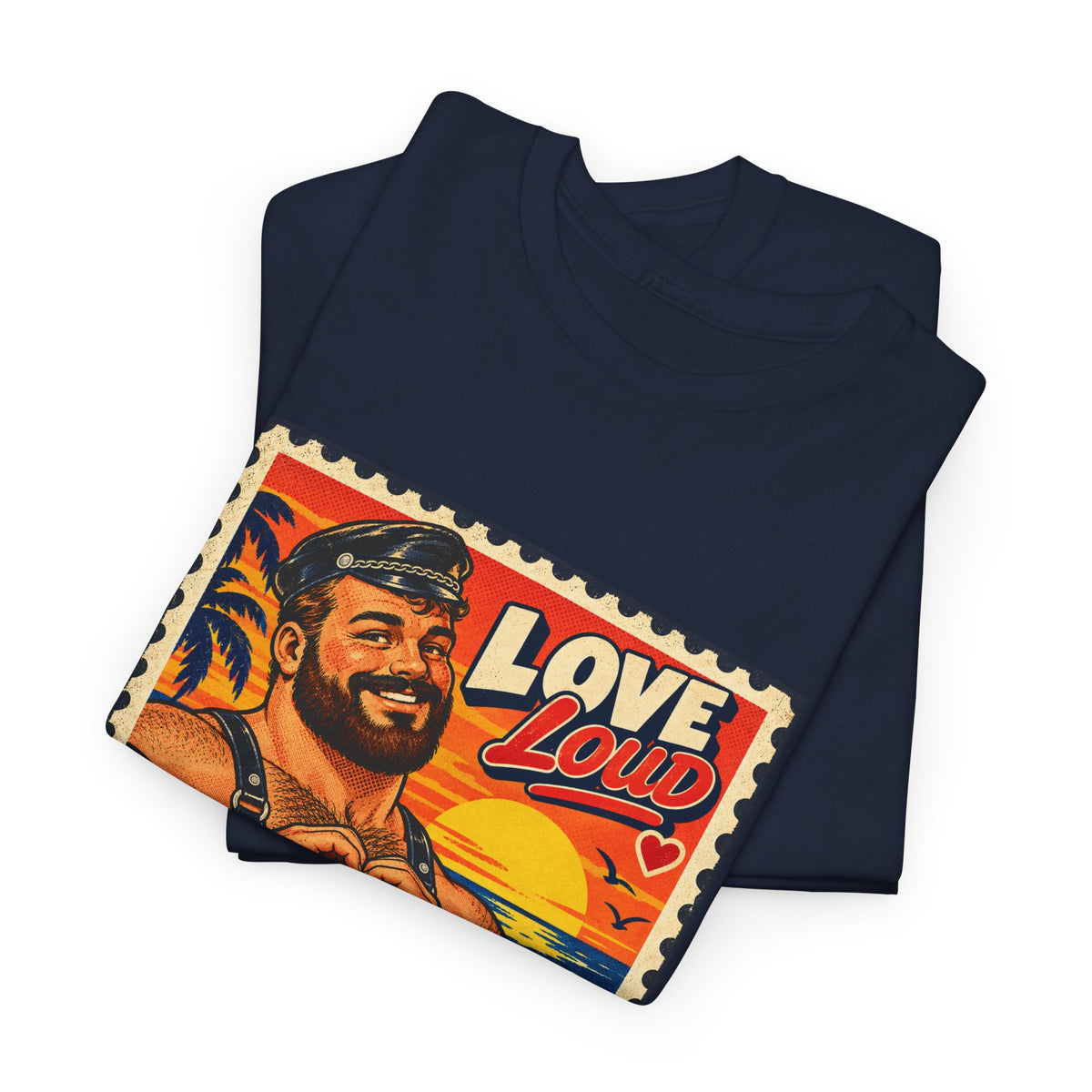 Gay Bear Shirt – Vintage Bear Pride Pin-Up T-Shirt, Retro Postage Stamp Art, LGBTQ Bear Culture Tee.