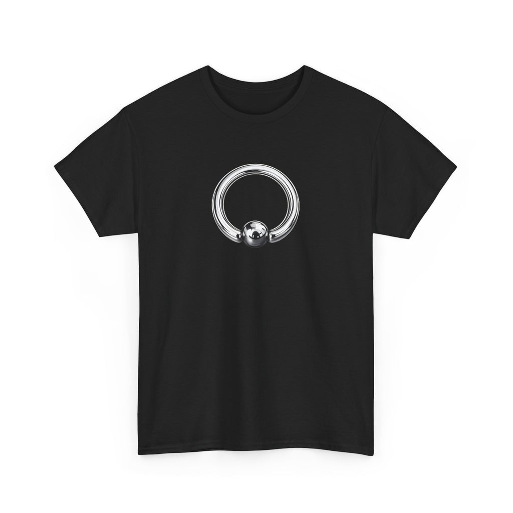 Piercing Ring Graphic Tee — Minimal Silver Septum Design