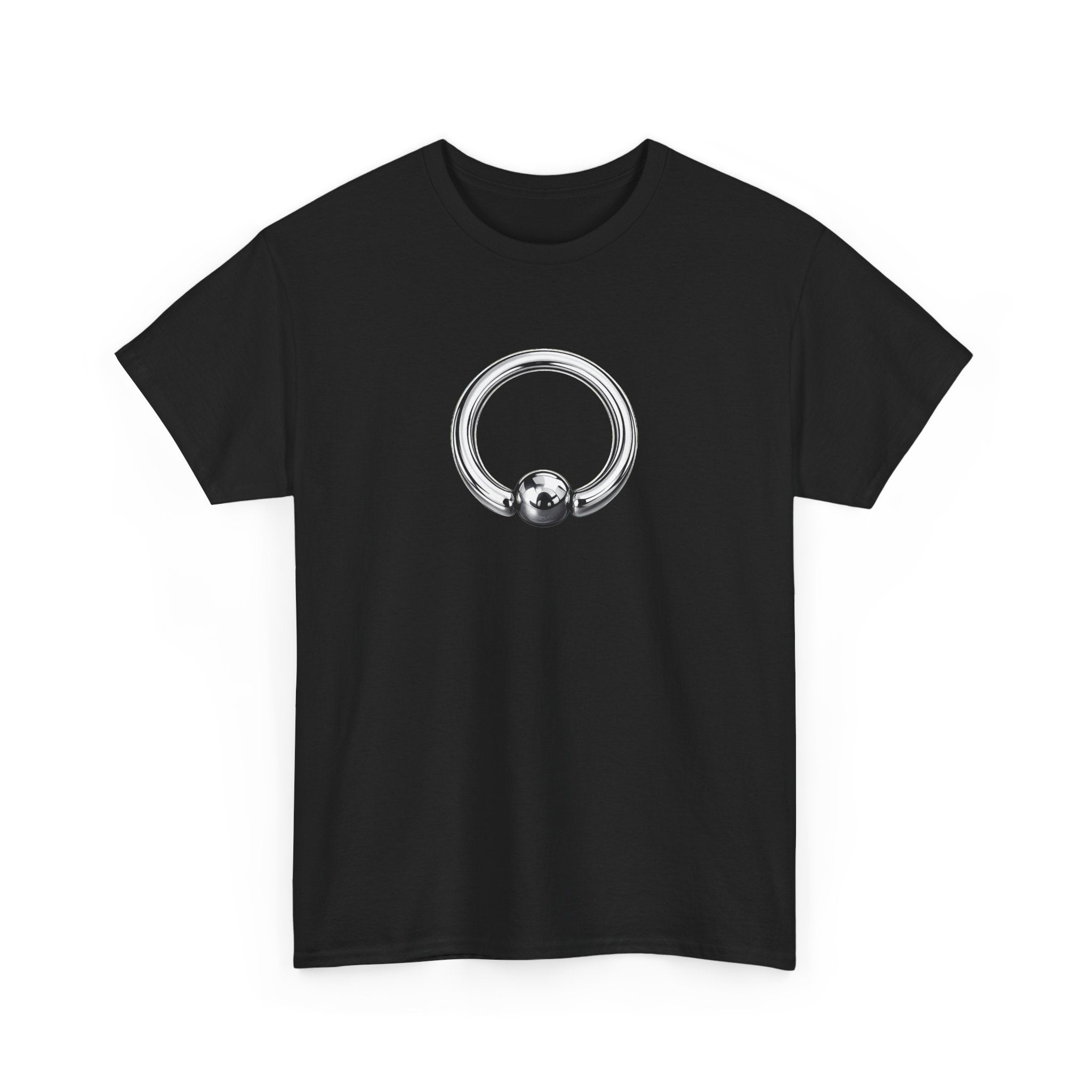 Piercing Ring Graphic Tee — Minimal Silver Septum Design