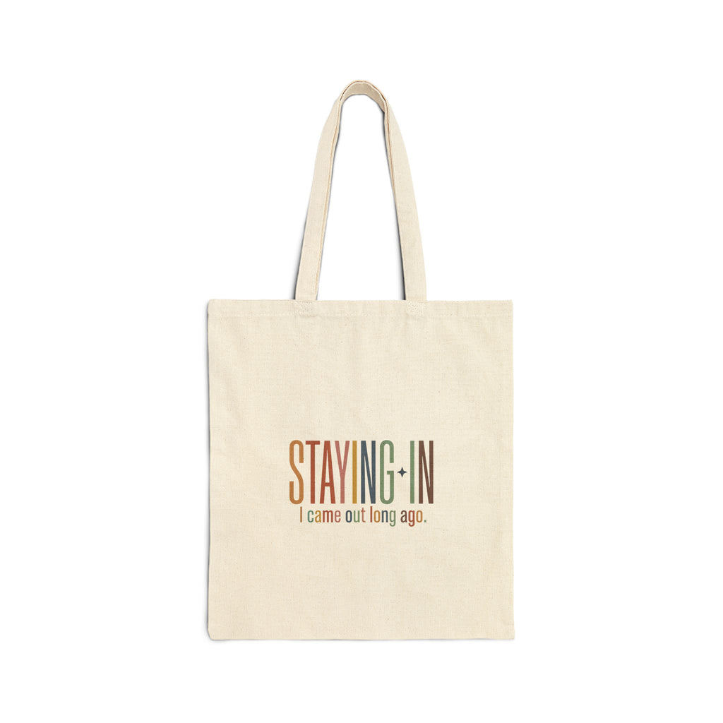 Gay Pride. Staying-In retro text Tote | Homebody aesthetic, cozy stay-at-home canvas