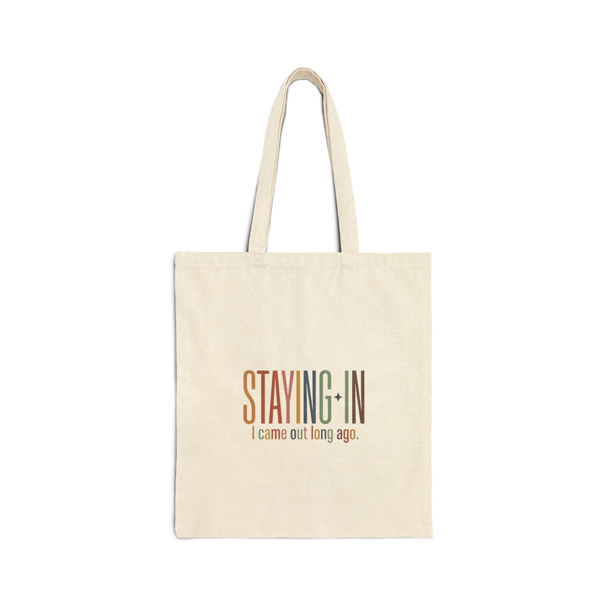 Gay Pride. Staying-In retro text Tote | Homebody aesthetic, cozy stay-at-home canvas