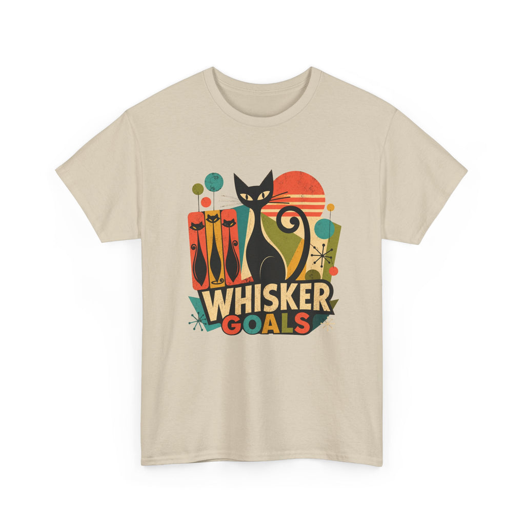 Cat T-Shirt — Whisker Goals Retro Graphic Tee. Best Mod Tangent Cat t-shirt