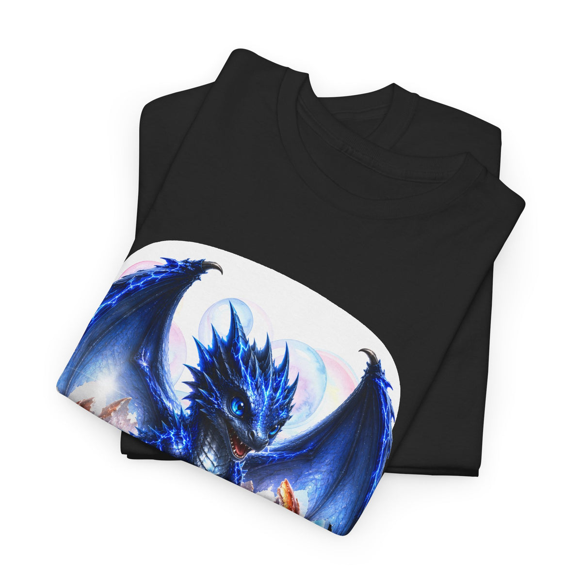 Blue Fire Dragon T-Shirt — Fantasy Dragon Graphic Tee, Blue Dragon. Best Dragon shirt. Blue Baby Dragon.