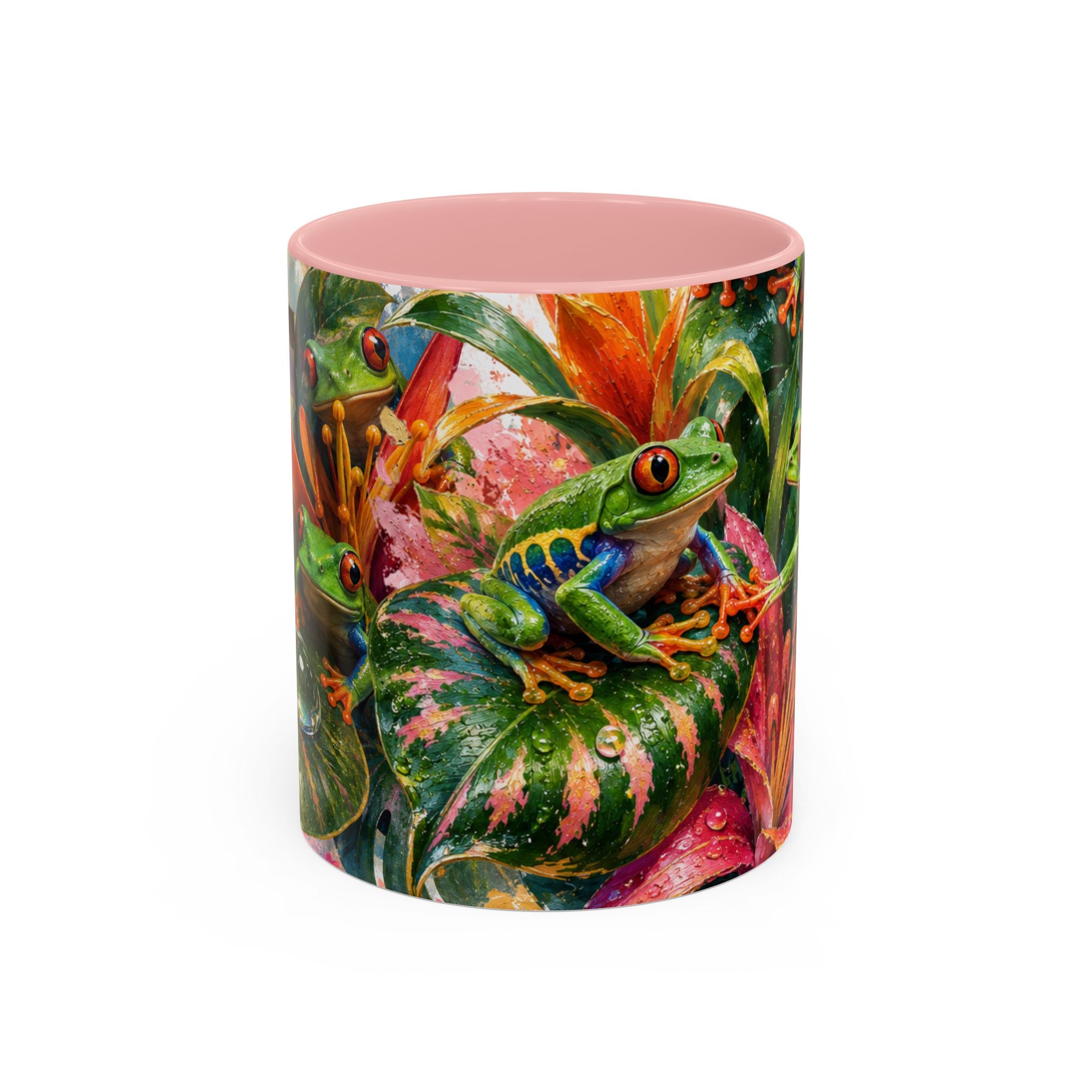 Tropical Tree Frog Coffee Mug — Colorful Rainforest Lily Accent Mug (11/15oz)