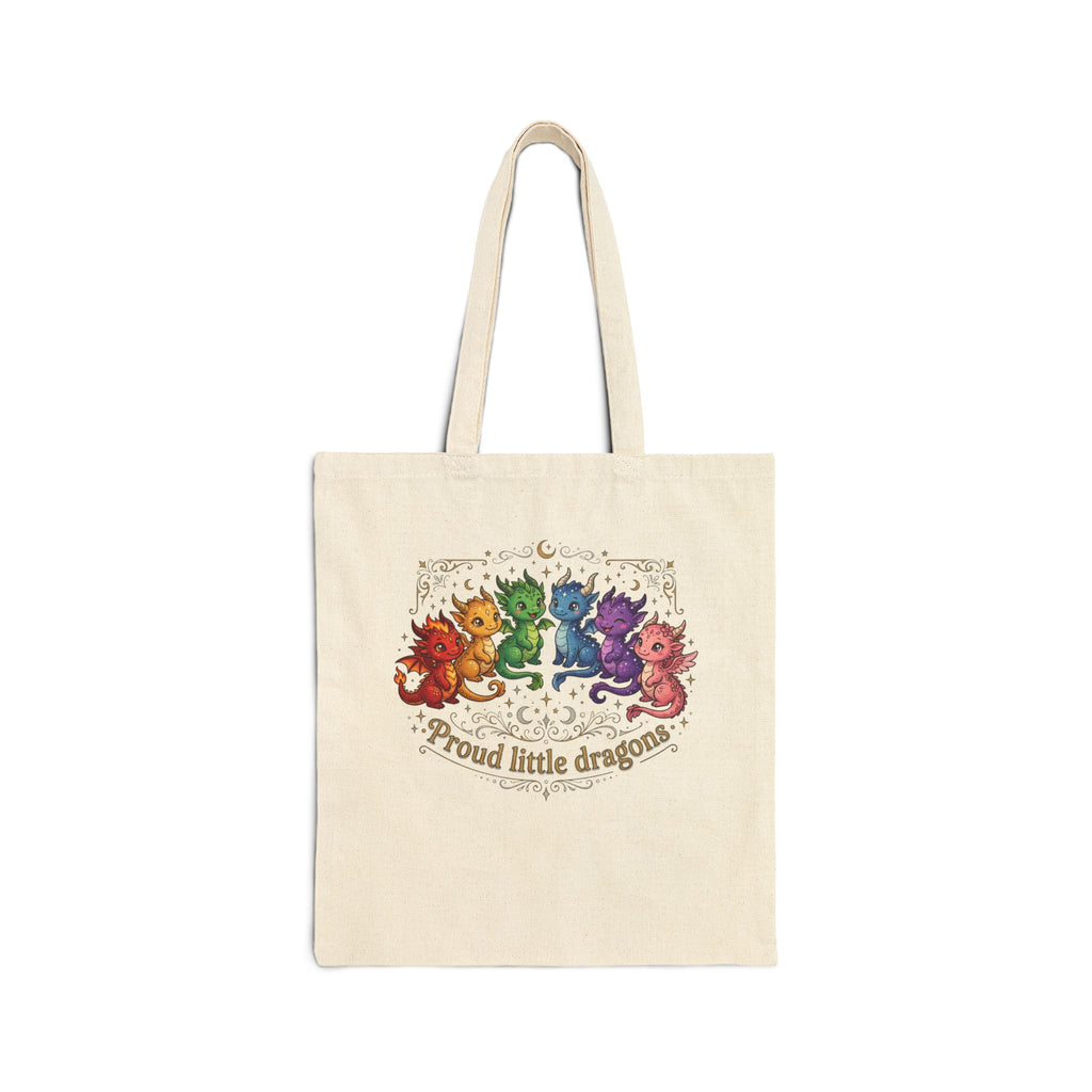 Proud Little Dragons Canvas Tote Bag – Rainbow Baby Dragon Illustration