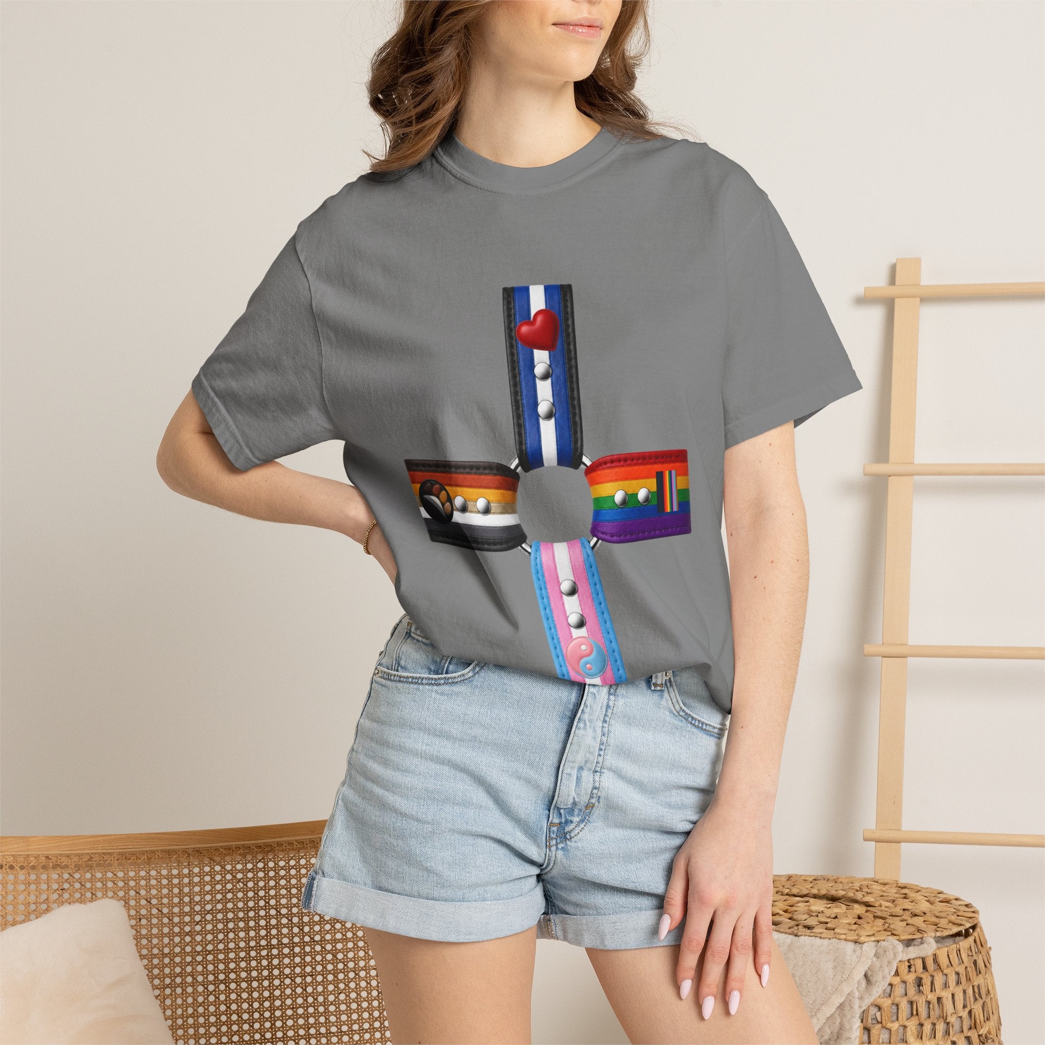 LGBTQ+ Pride Cross T-Shirt — Rainbow Identity Flag Design