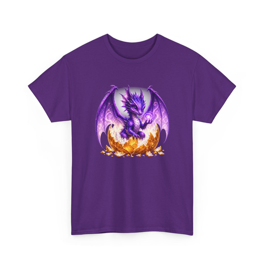 Purple Dragon Hatching Tee — Fantasy Baby Dragon T-Shirt