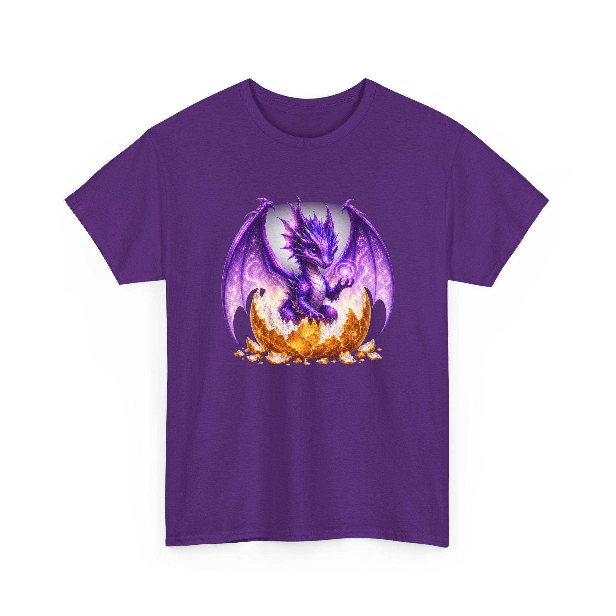 Purple Dragon Hatching Tee — Fantasy Baby Dragon T-Shirt