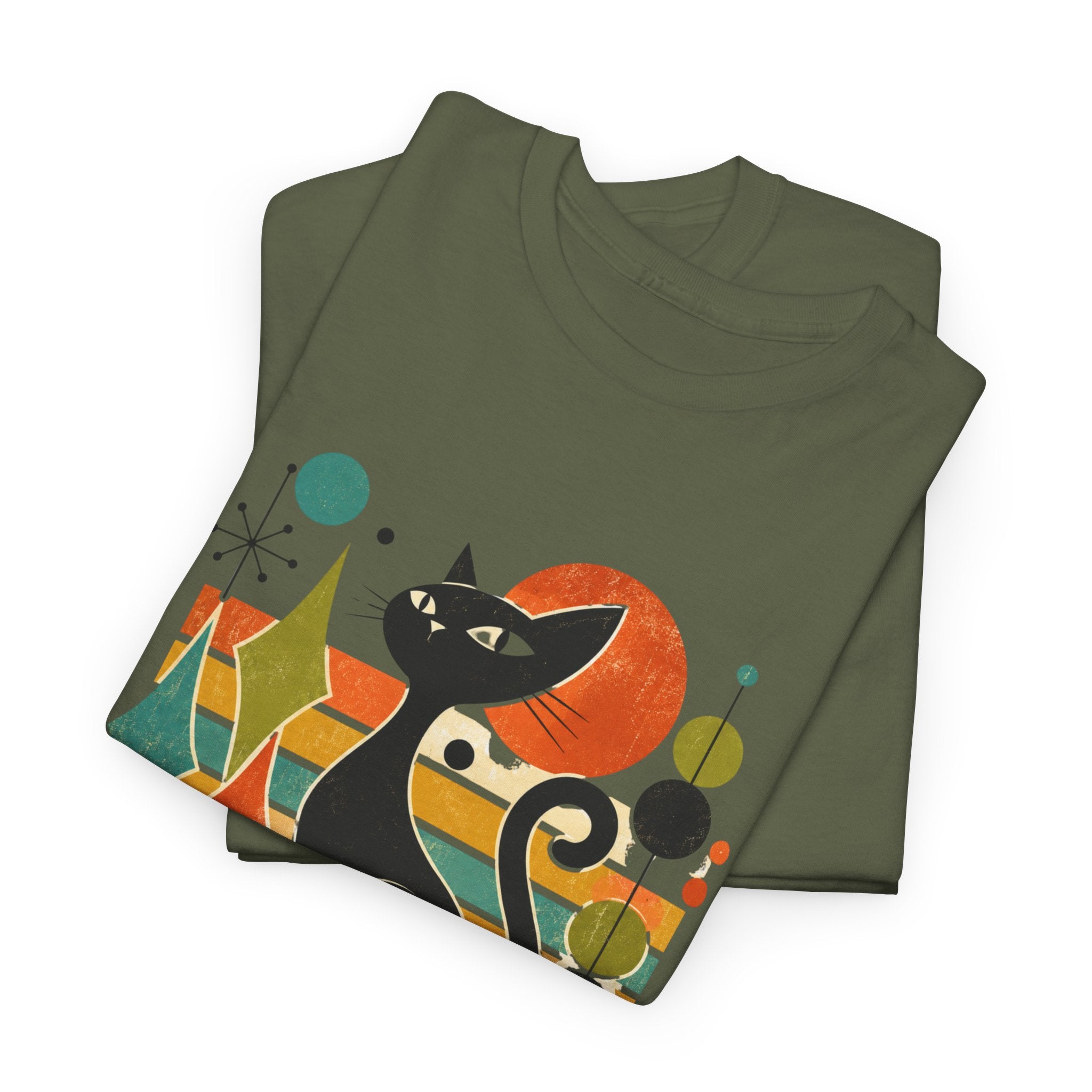 Cat T-Shirt — "Meow or Never" Retro Cat Graphic Tee. Tangentsies Cat Mod t=shirt