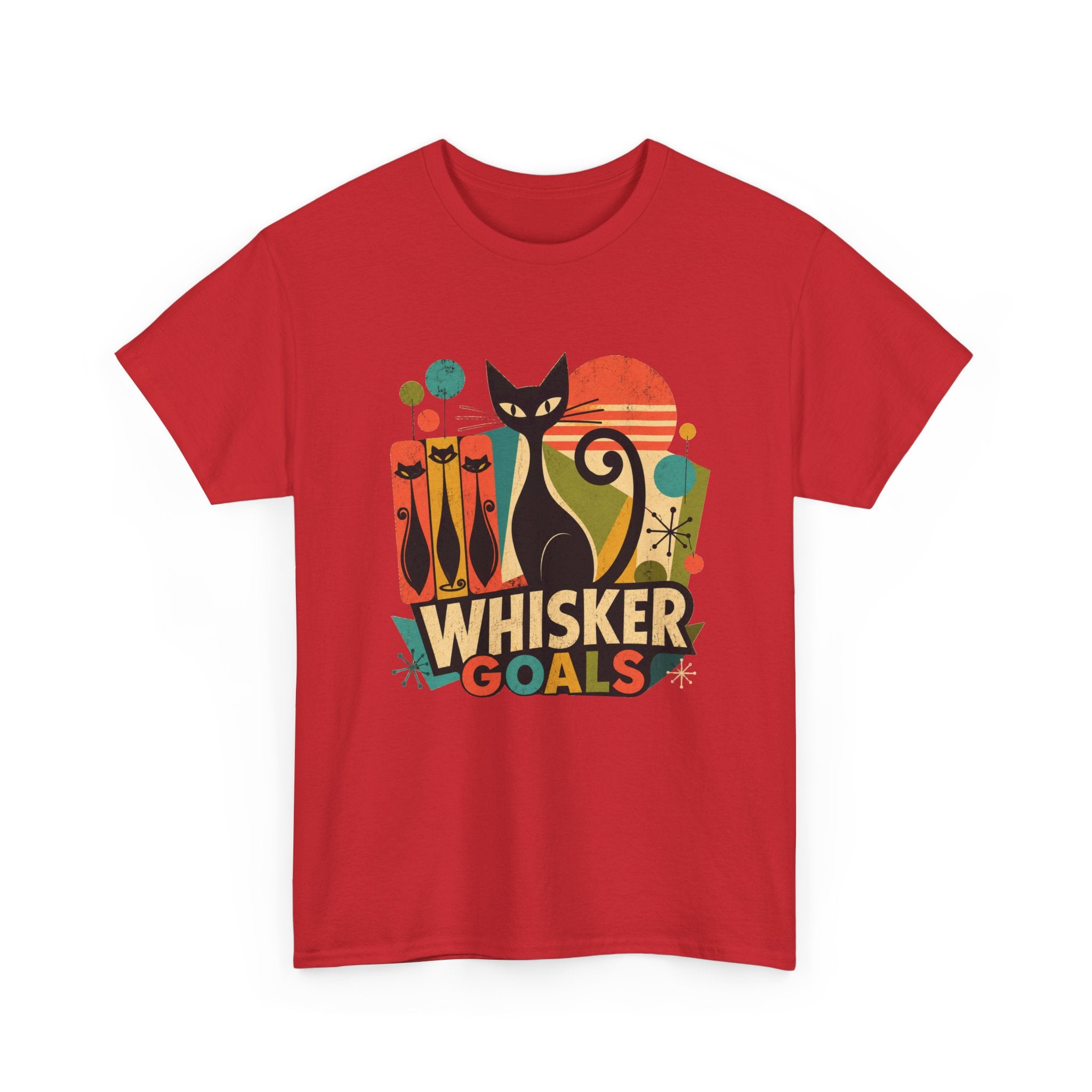 Cat T-Shirt — Whisker Goals Retro Graphic Tee. Best Mod Tangent Cat t-shirt