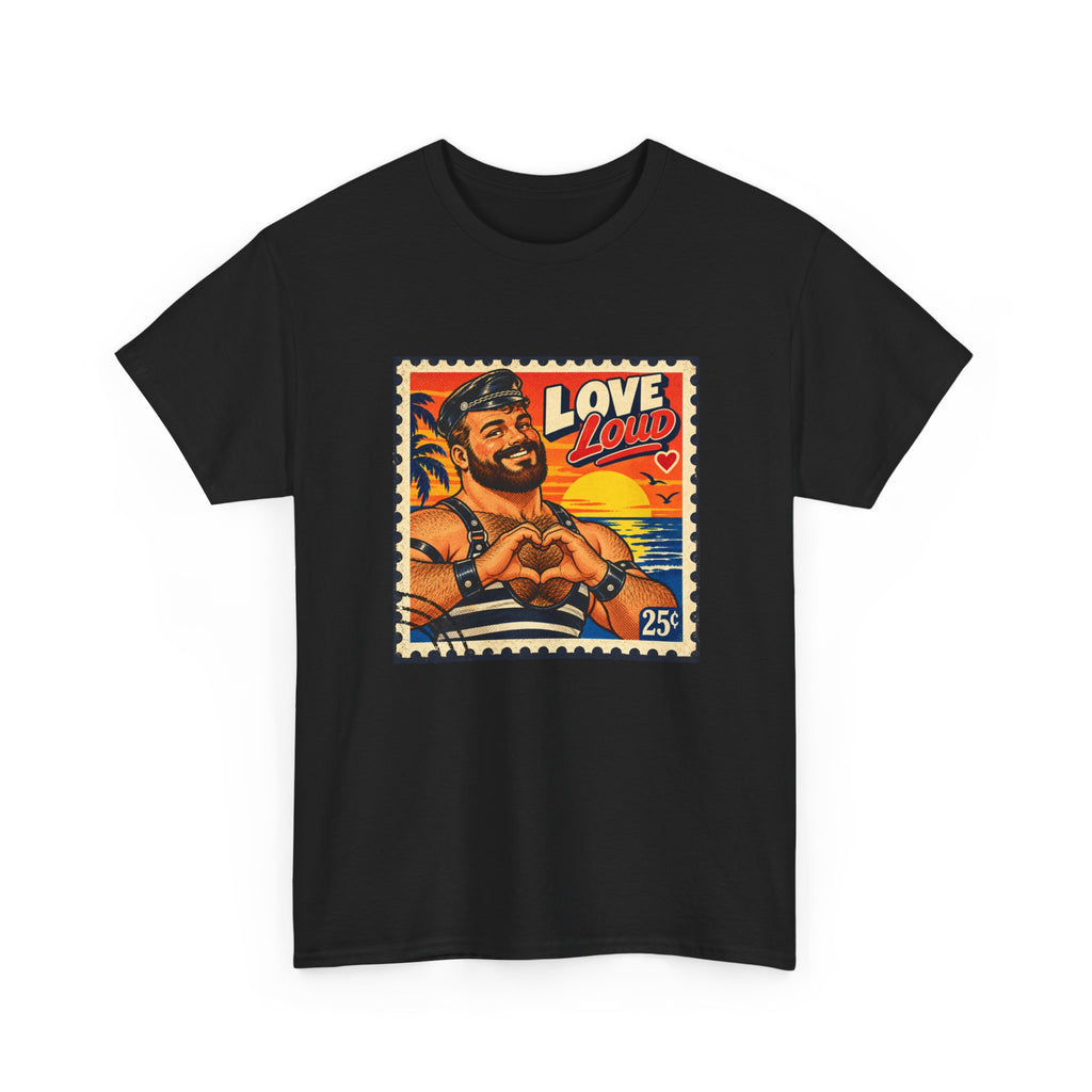 Gay Bear Shirt – Vintage Bear Pride Pin-Up T-Shirt, Retro Postage Stamp Art, LGBTQ Bear Culture Tee.