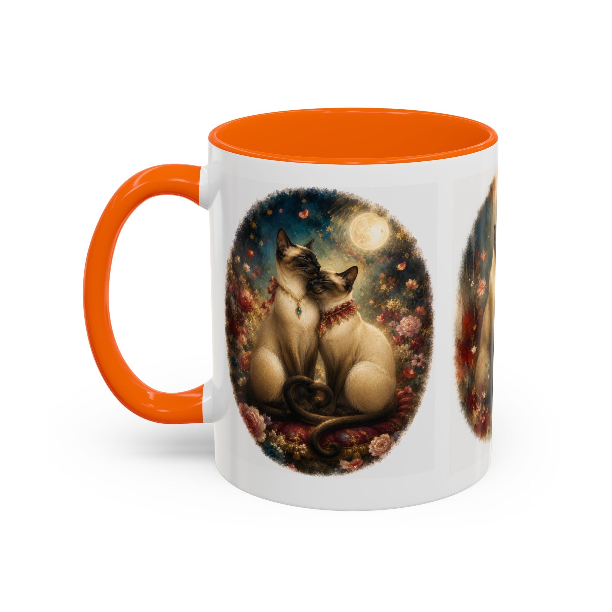 Siamese Cats Coffee Mug — Romantic Moonlit Cat Art Accent Mug (11/15oz)