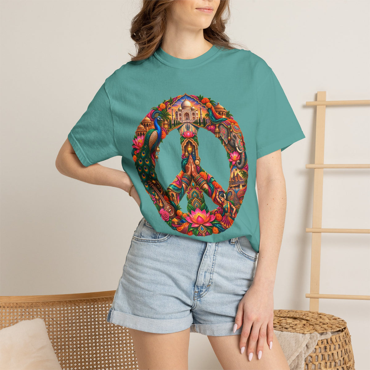 Peace Sign Floral T-Shirt — Colorful Boho Hippie Graphic Tee