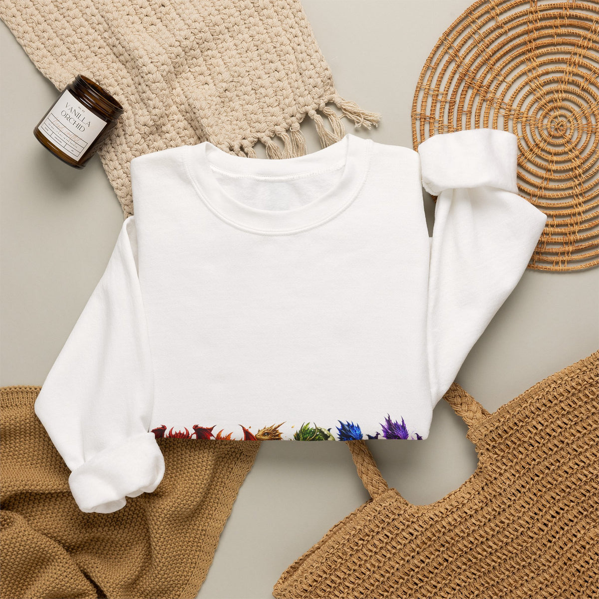 Rainbow Cat Crewneck Sweatshirt — Colorful Pride Cat Line Graphic