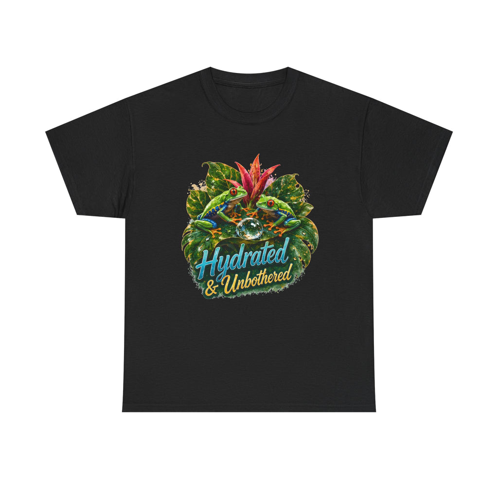 T-Shirt — Hydrated & Unbothered Tropical Frog Graphic Tee Tree Frog Tee. Eco-Tee