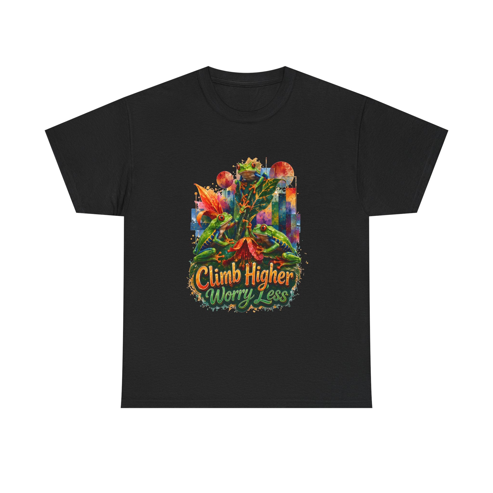 Climb Higher Worry Less T-Shirt Tree Frog t-shirt for the ecofriendly, tree huggers.
