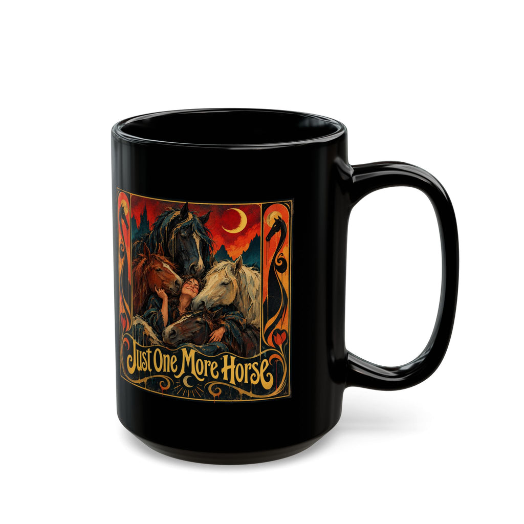 Horse Lover Coffee Mug – Equestrian Art Mug with Jewel Tone Horse Painting