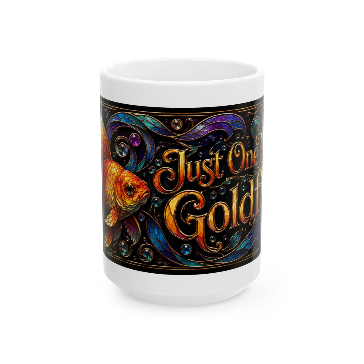 Just One Goldfish Ceramic Mug — Colorful Vintage Fish Design (11oz, 15oz)