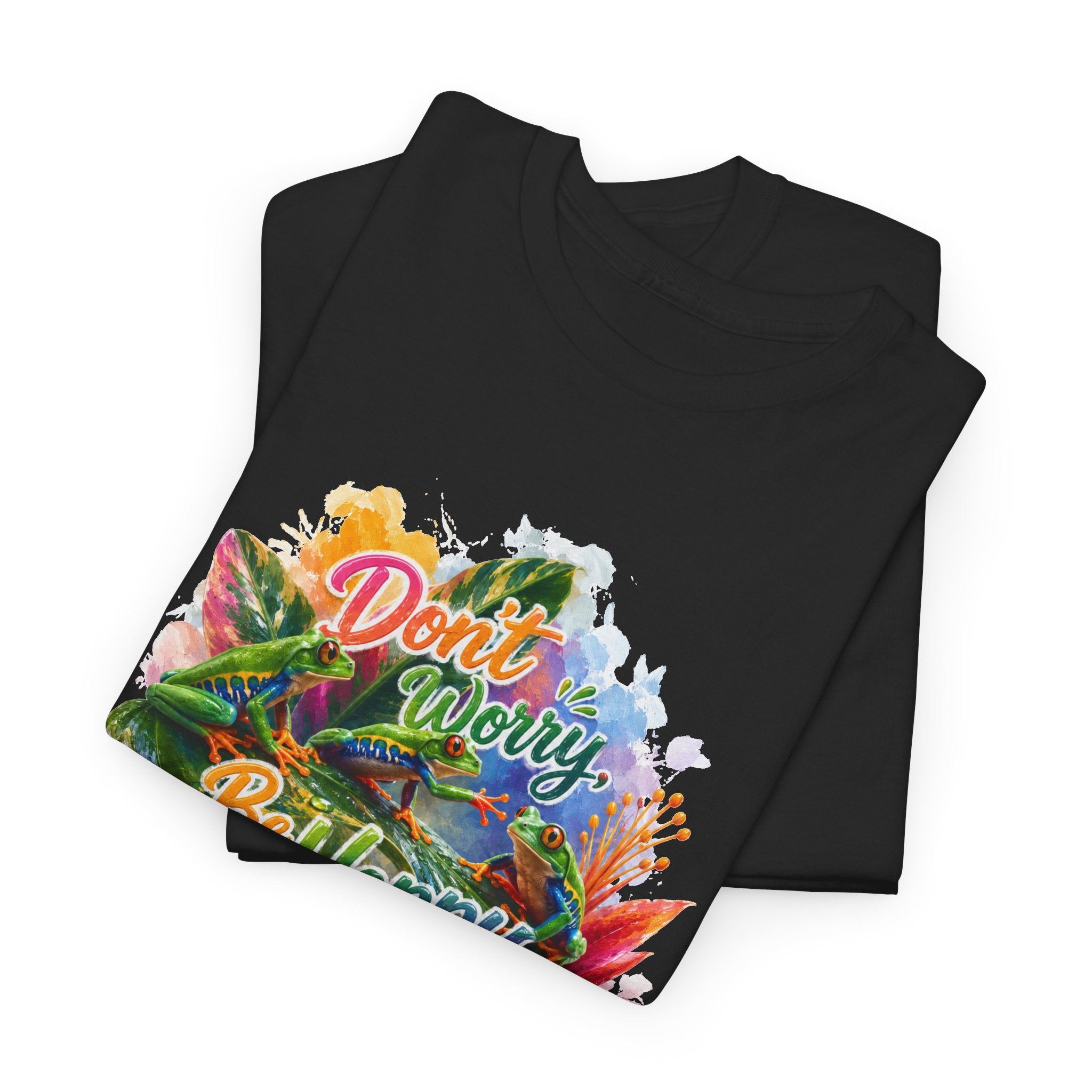 T-Shirt — "Don't Worry Be Hoppy" Tropical Frog Graphic Tee