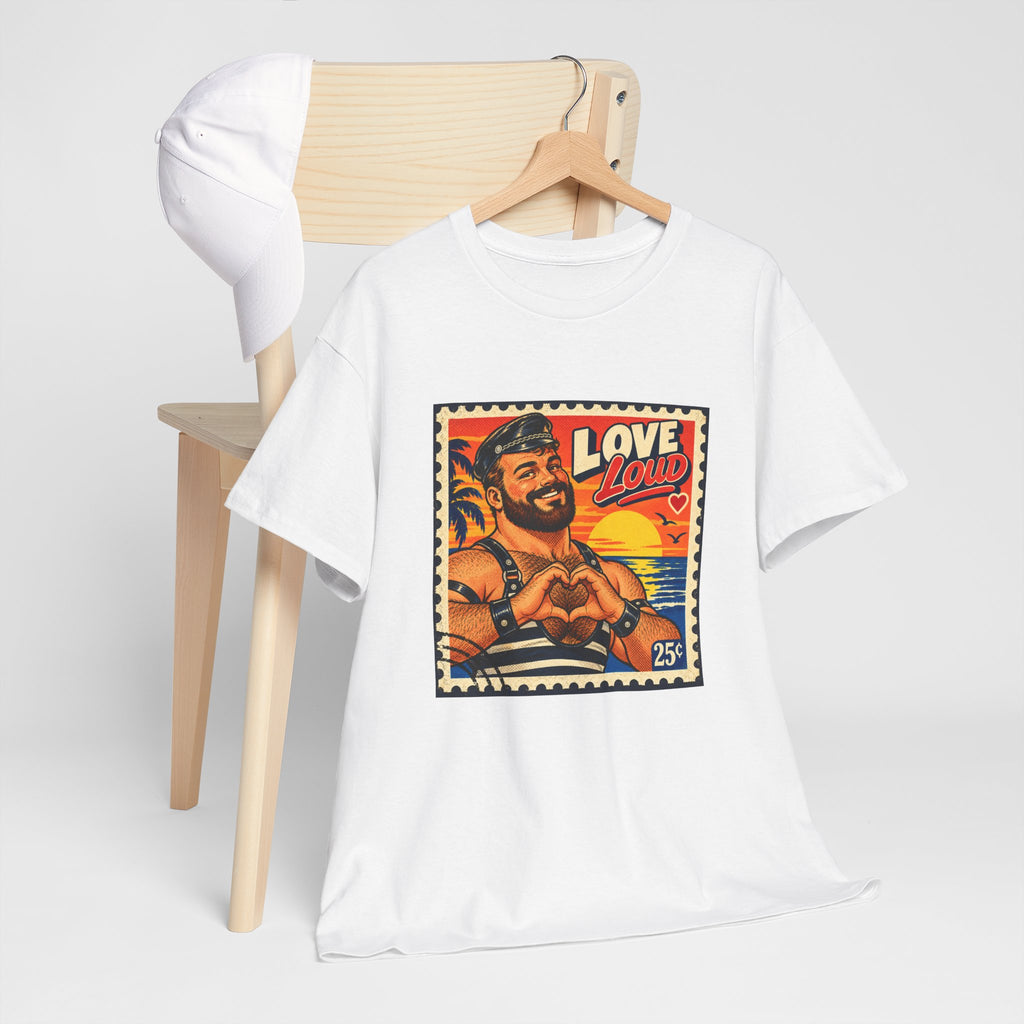 Gay Bear Shirt – Vintage Bear Pride Pin-Up T-Shirt, Retro Postage Stamp Art, LGBTQ Bear Culture Tee.