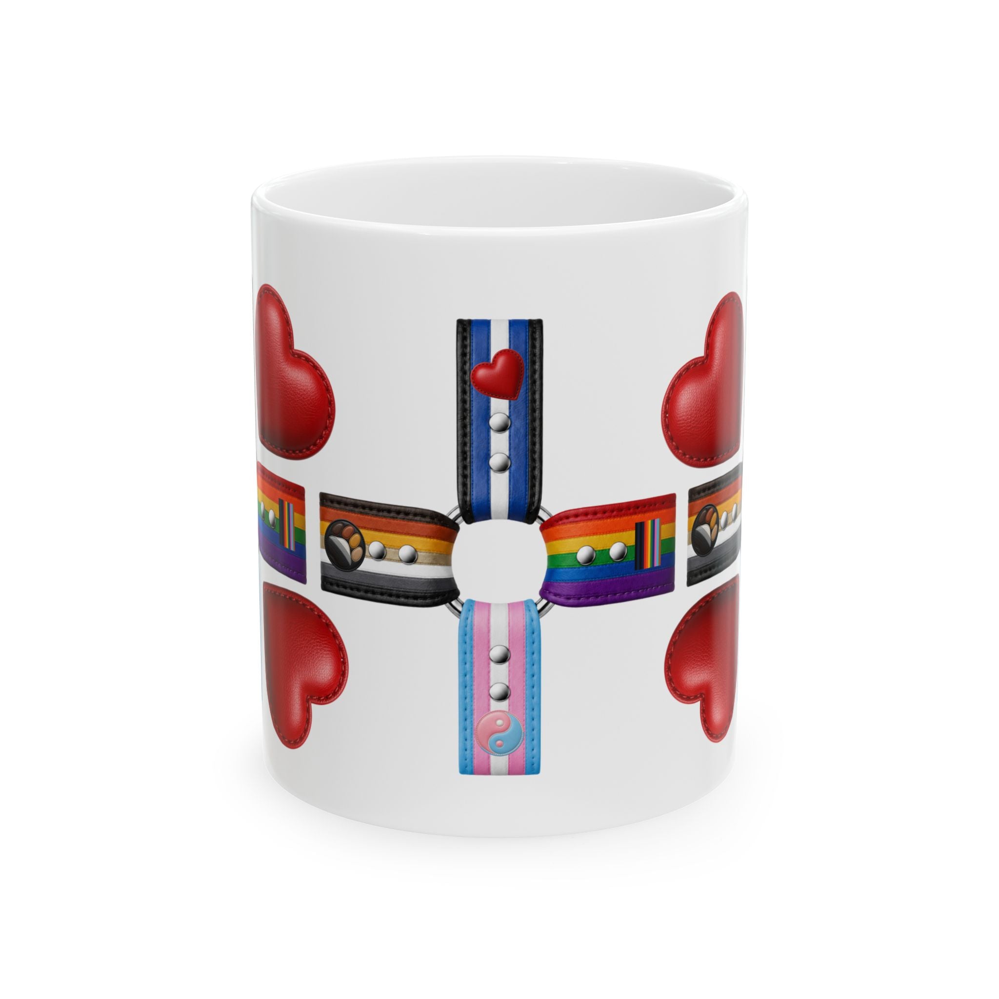 LGBTQ+ Pride Heart Cross Ceramic Mug (11oz/15oz)