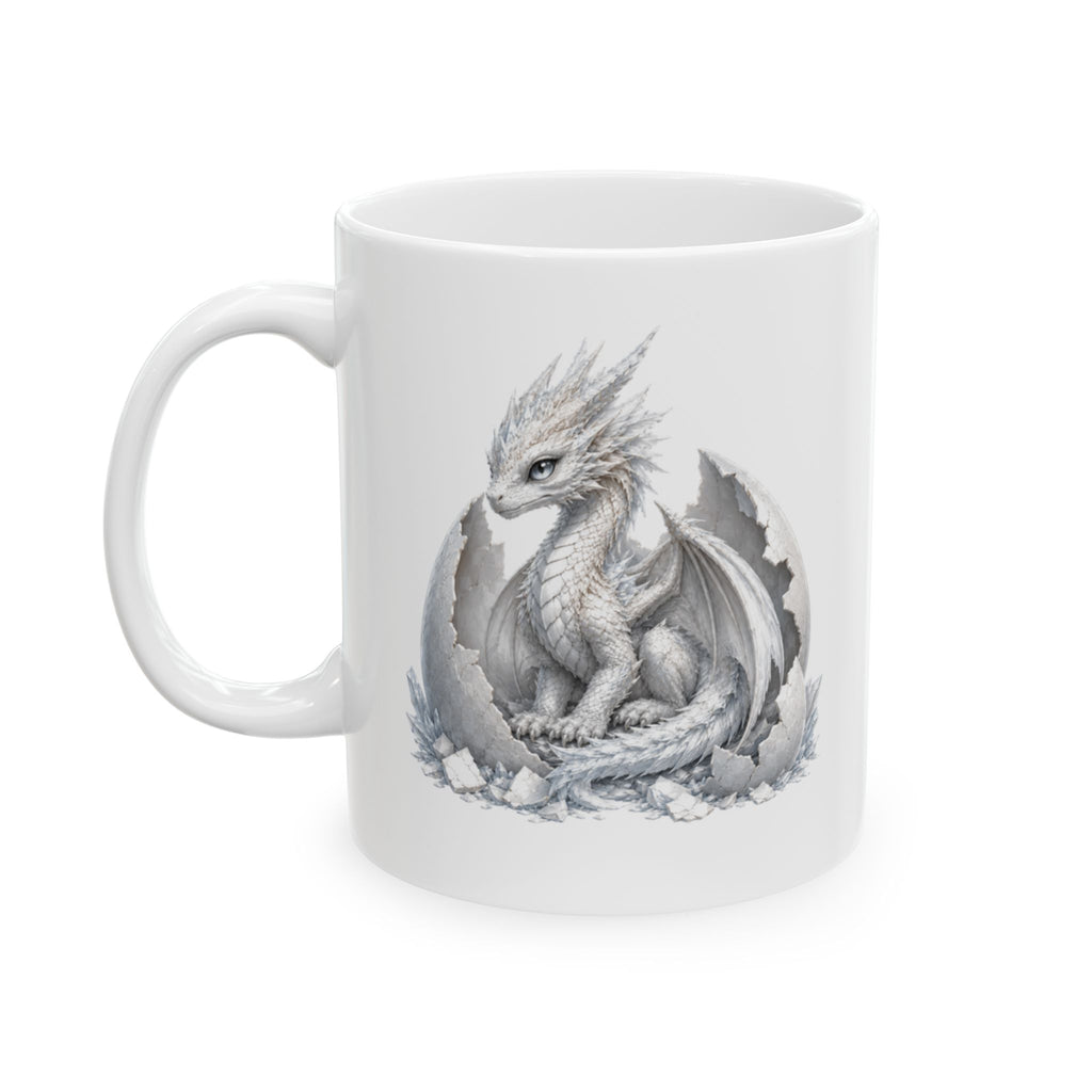 White Dragon Ceramic Mug — Artistic Dragon Lover Coffee Cup (11oz, 15oz)