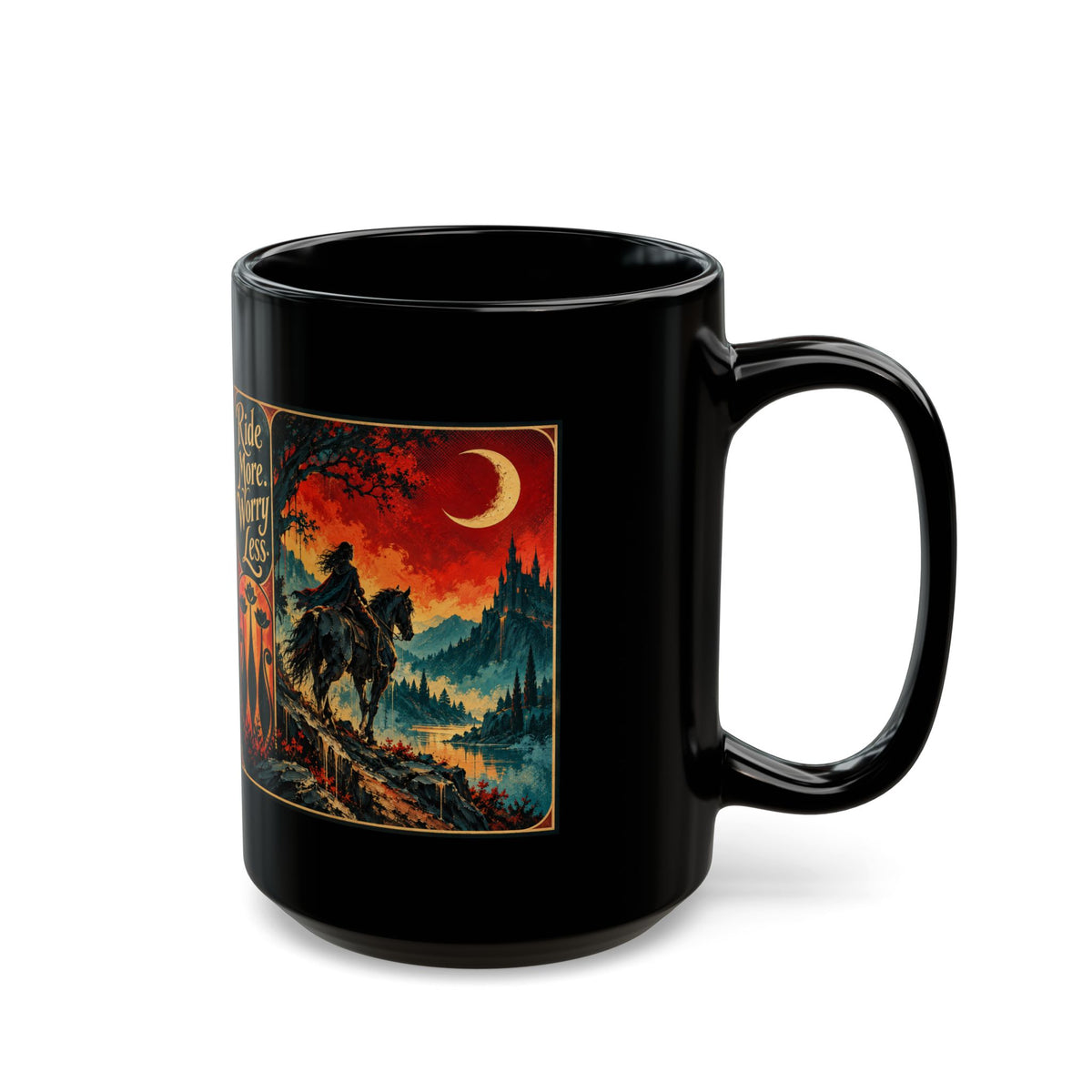 Horse Lover Coffee Mug – Equestrian Art Mug with Jewel Tone Horse Painting